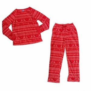 Berkley Jensen Women Sleepwear Pajama Set Red Small Christmas Winter Fleece